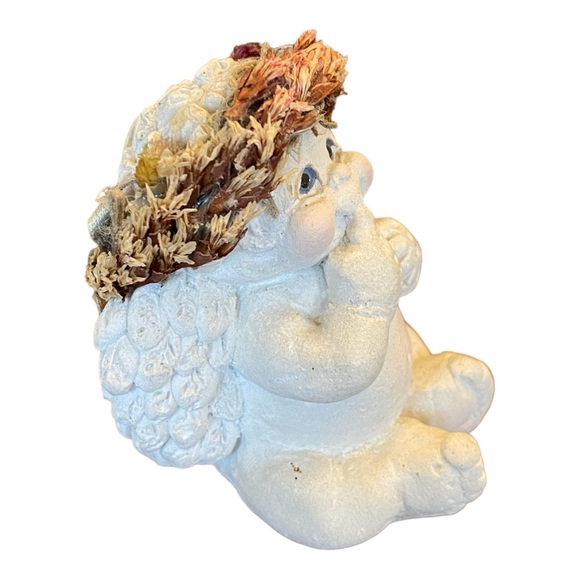 Vintage 1996 Dreamsicle cherub thinking with finger on mouth. 2.5” tall - Picture 2 of 4
